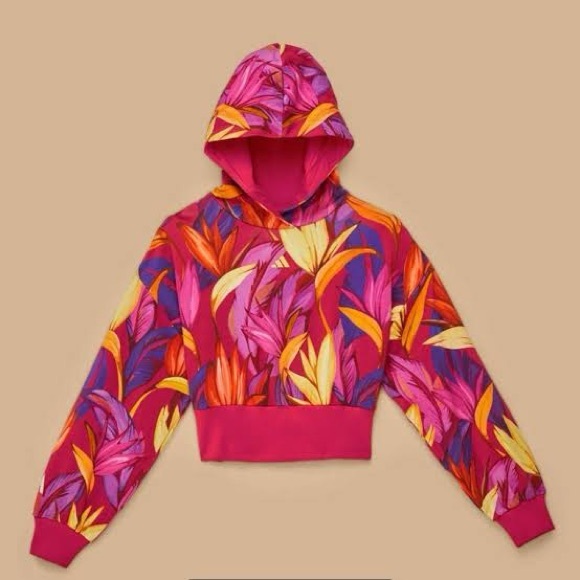 FARM Rio x Adidas Collab Colorful Floral Cropped Hoodie - Picture 10 of 10